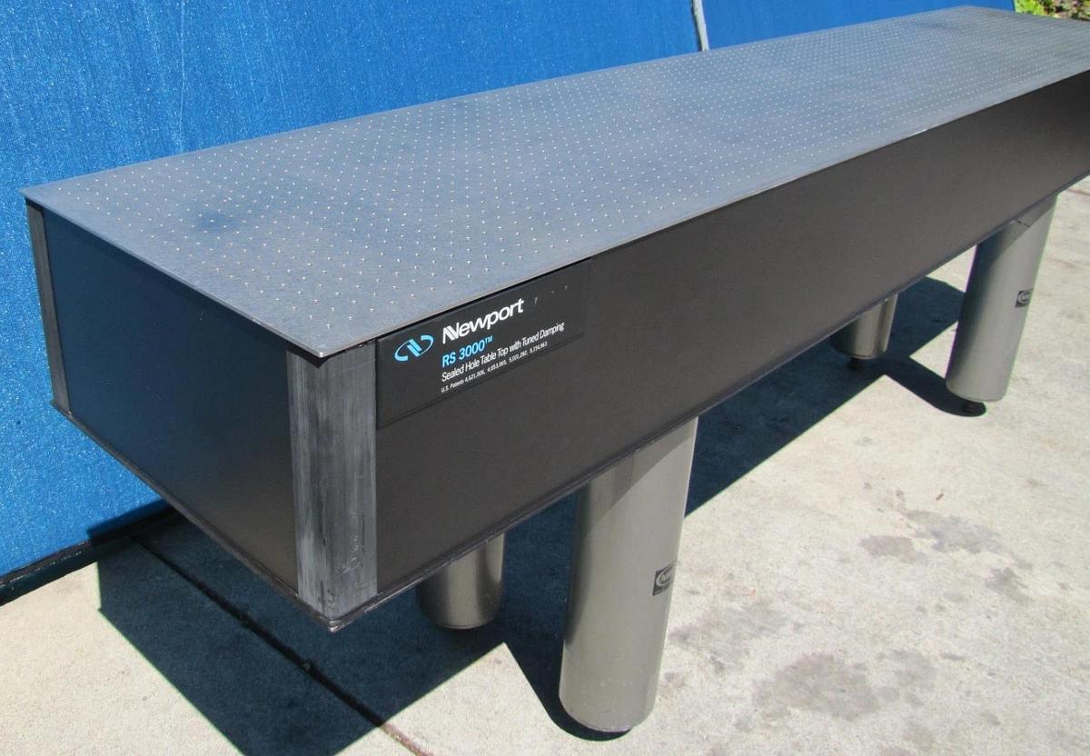 Used Newport RS 3000 10' x 2' Optical Breadboard Sealed Hole Table Top with Legs