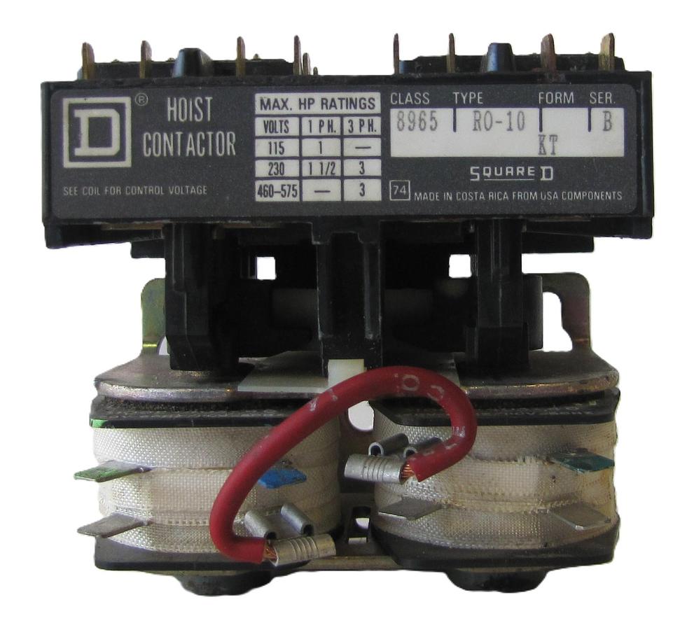 Used Square D Hoist Contactor Class 8965 Type RO-10 for RRT 3 Ton Chain Hoist