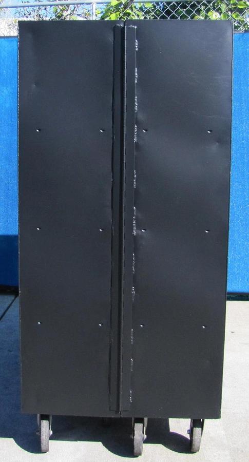Used Knaack 100 Bi-fold Folding Rolling Storage Cabinet 65" x 30" x 60" with New Lock