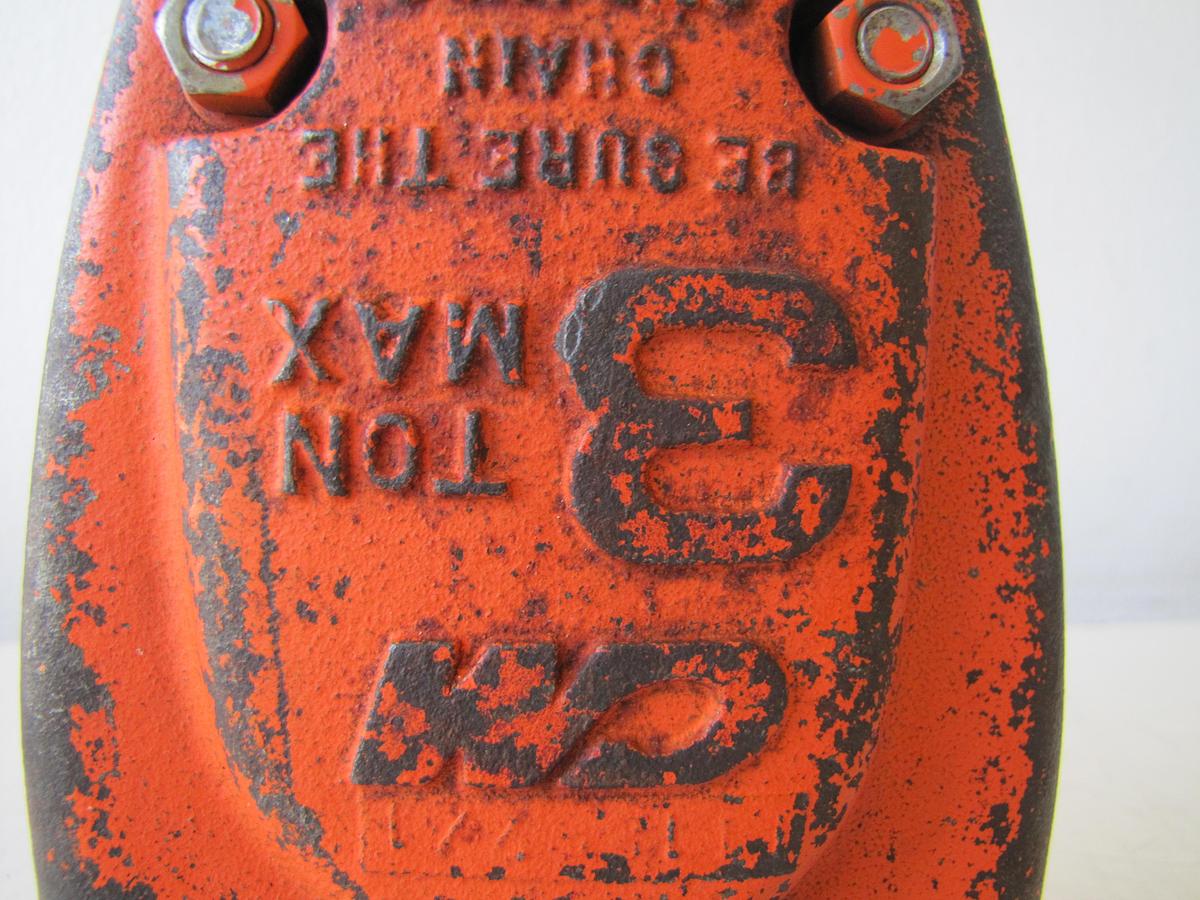 Used CM Lower Hook Block Assembly 627-860 Triple Reeved for RRT 3 Ton Chain Hoist