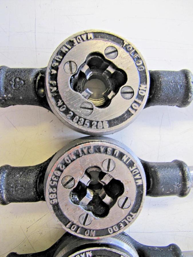 Used Toledo 101 Adjustable Bolt Die Stock Tapping Set 1/4" to 5/8" with Case