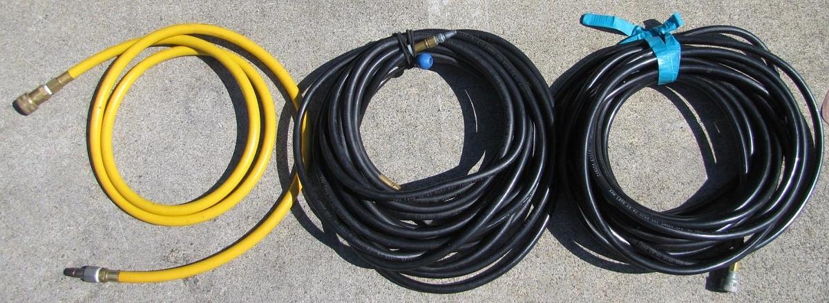 Used Twin Air TA-3 Rotary Vane Air Compressor 2HP 115V Two 50ft Hoses & Manifold #2