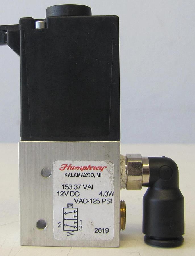 Used Humphrey 153 37 VAI Balanced Solenoid Valve 12 VDC 12V DC 1/8" NPSC Port 125 PSI