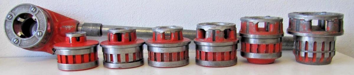 Used RIDGID 12-R Exposed Ratchet Threader Set 1/8", 1/2", 3/4", 1", 1-1/4", 1-1/2", 2 95691552075