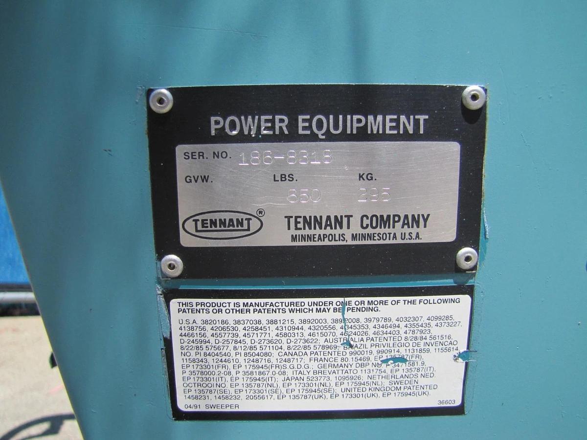 Used Tennant 186 Walk Behind Self Propelled Floor Sweeper Kohler Propane Engine