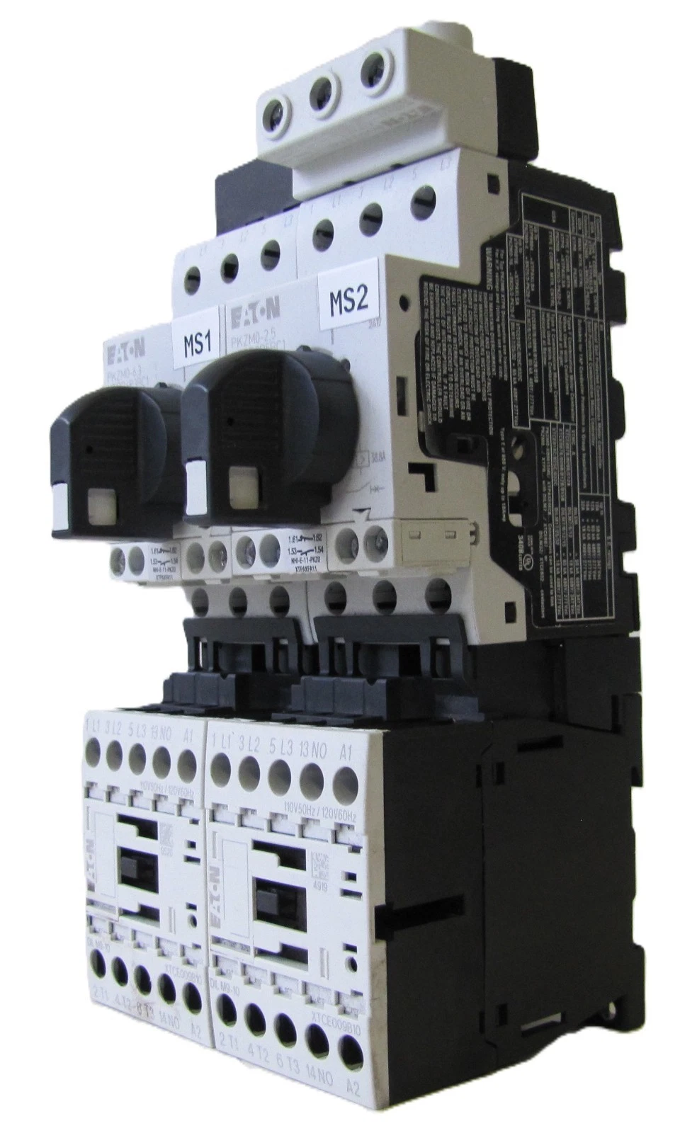 Used Eaton Reversing Contactor Assembly 2x DILM9-10 2x PKZM0-6.3 Breaker 20A 3 Pole
