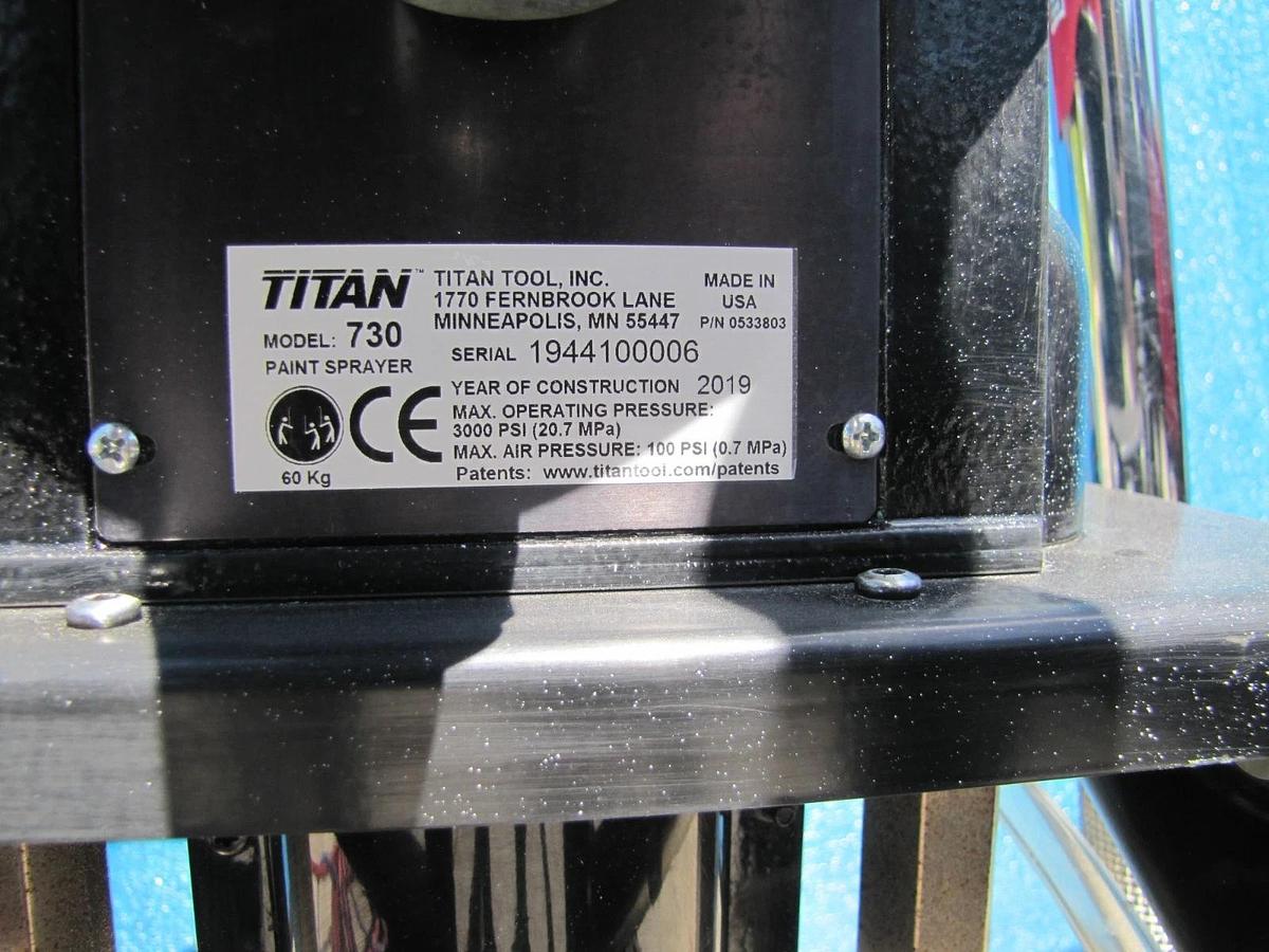 Used 2019 Titan Powrcoat 730 Air Powered Airless Paint Sprayer 3000 PSI @ 4 GPM