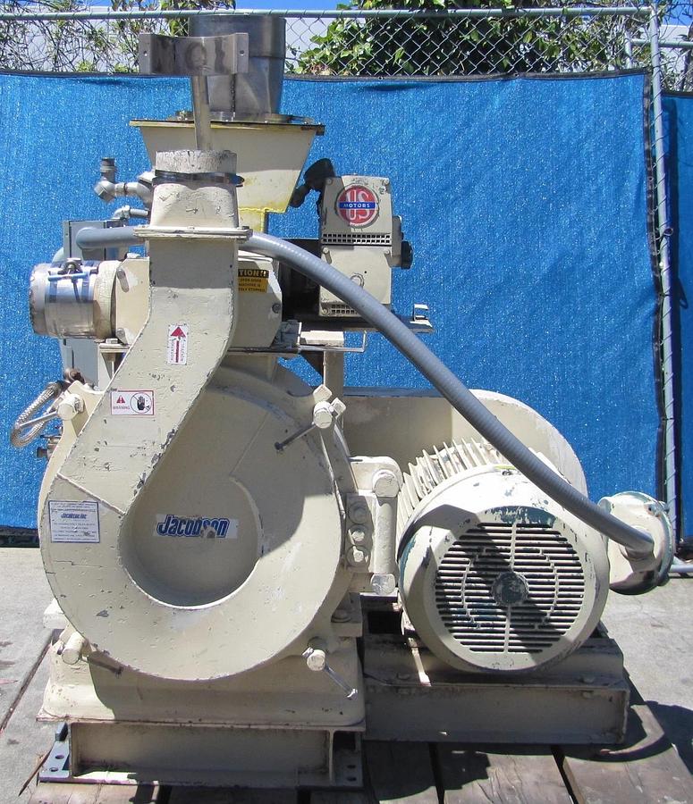 Used Jacobson 75 HP Commercial Hammer Mill Grinder 460V 3 Phase Reliance Motor AS-IS