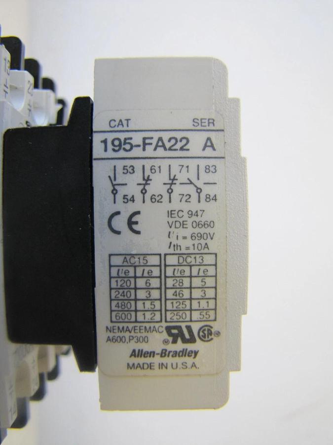 Used Allen Bradley AB 10A Contactor 700DC-F400 12V DC Coil 10 Amp