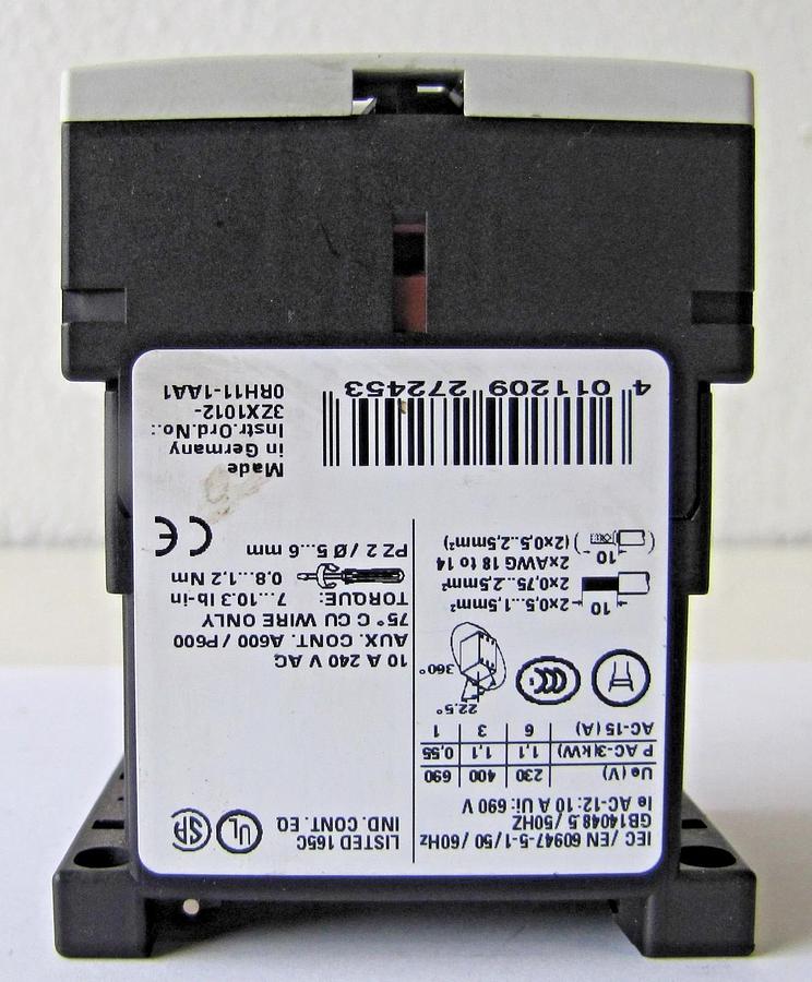 Used Siemens 3RH1131-1AB00 Control Relay 10A 24V Coil 3NO 1NC 4 Pole Contactor