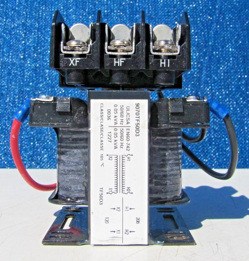 Used Square D .05 KVA Control Transformer 208V Primary 120V Secondary 50 VA
