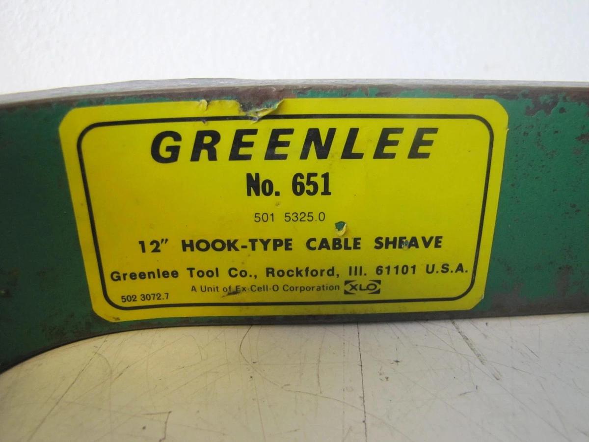 Used Greenlee 651 Hook for 12" Cable Sheave Pulley