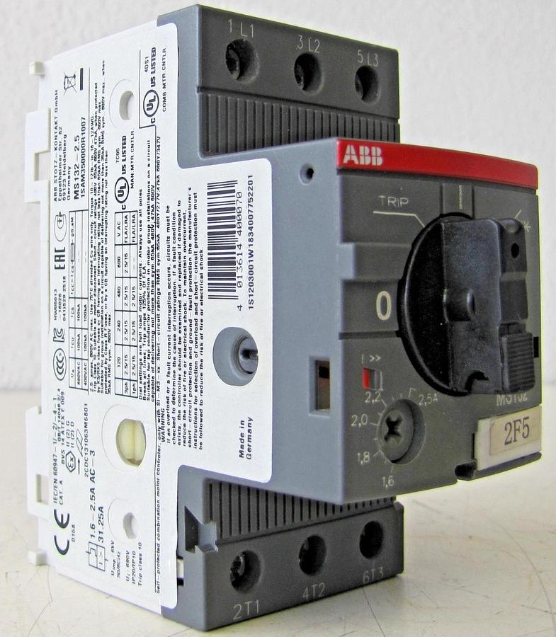 Used ABB Allen Bradley MS132 Manual Motor Starter 1.6 - 2.5A Amp 3 Pole 690V