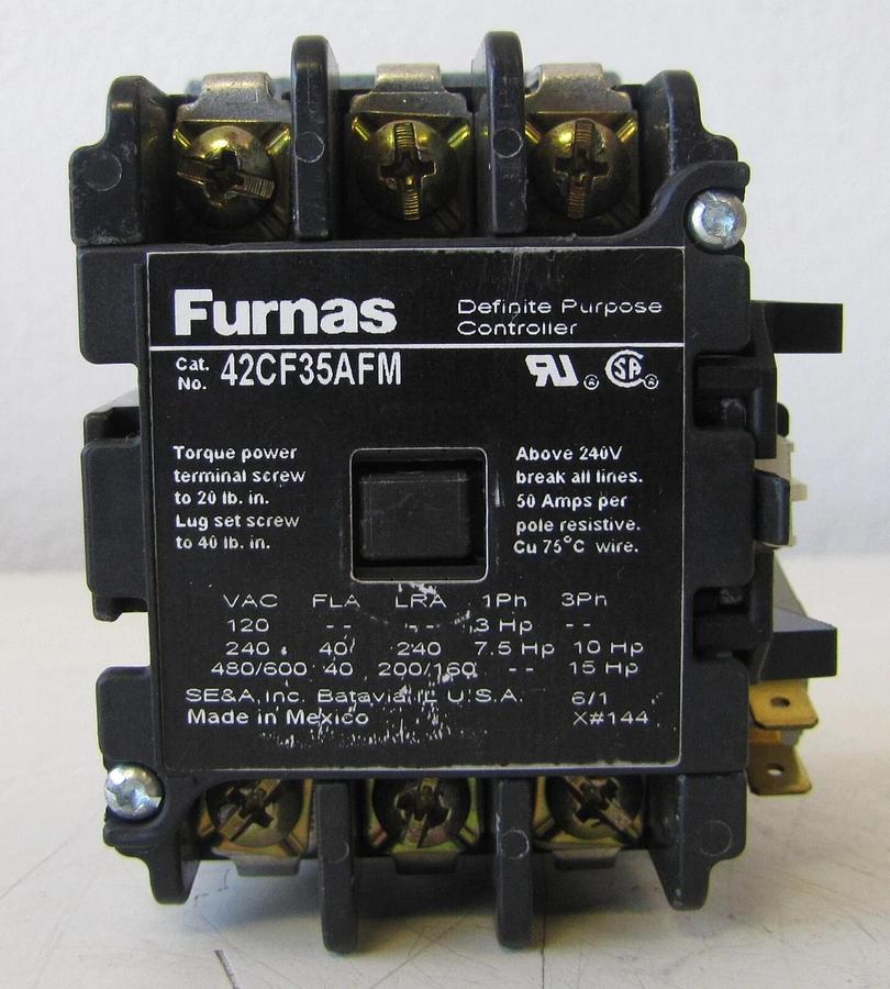 Used Furnas 42CF35AFM 3 Pole 40 Amp Definite Purpose Controller Contactor with Switch