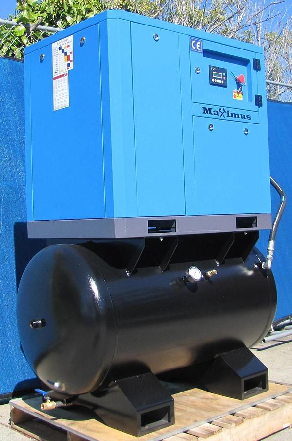 Used 2025 Maximus 10 HP Rotary Screw Air Compressor with 80 Gallon Tank 230V 3 Phase