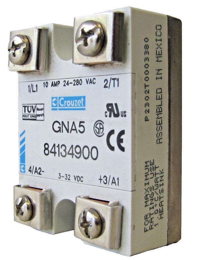 Used Crouzet GNA5 84134900 Solid State Relay 10 Amp 24-280 VAC Input 3-32 VDC Output