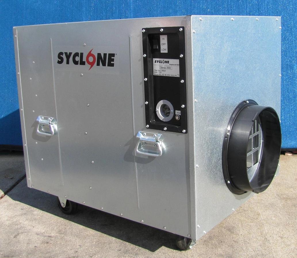 Used Syclone Negative Air Scrubber HEPA Filter 2000 CFM 115V 2 Speed Duct Port 29597
