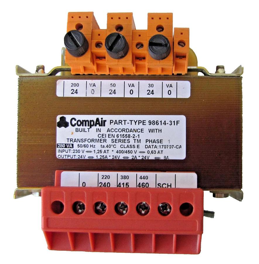 Used CompAir 280 VA Power Transformer 240/460VAC Input 24V Output 98614-31F