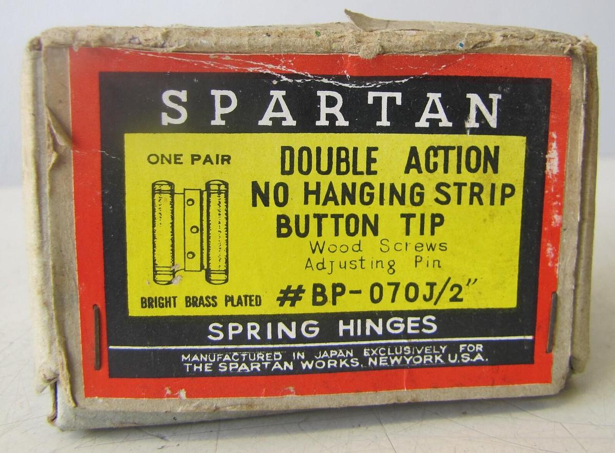 Used Spartan Double Action Spring Hinges NOS Brass Plated BP-070J/2" One Pair