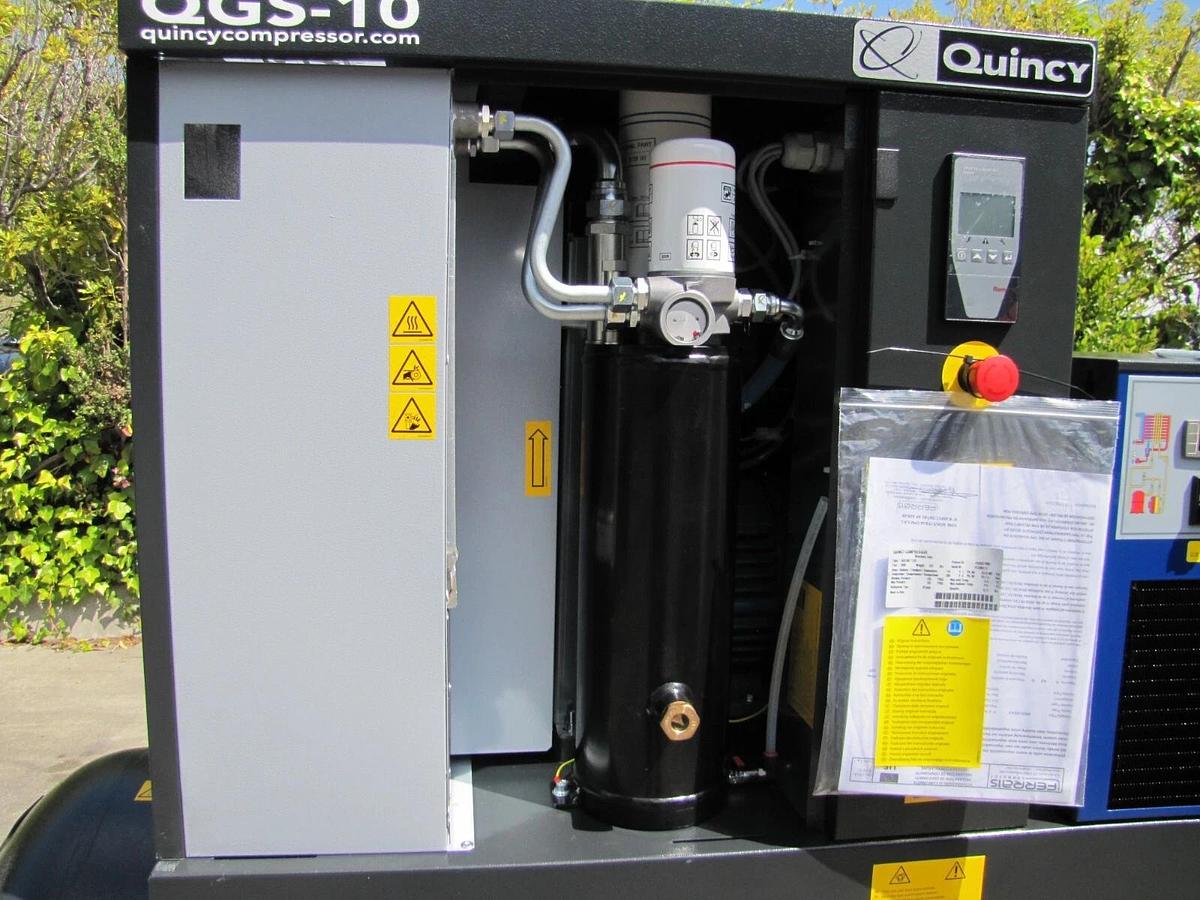 Used 2024 New Quincy QGS-10 Rotary Screw Air Compressor 10 HP w Dryer & 120 G Tank