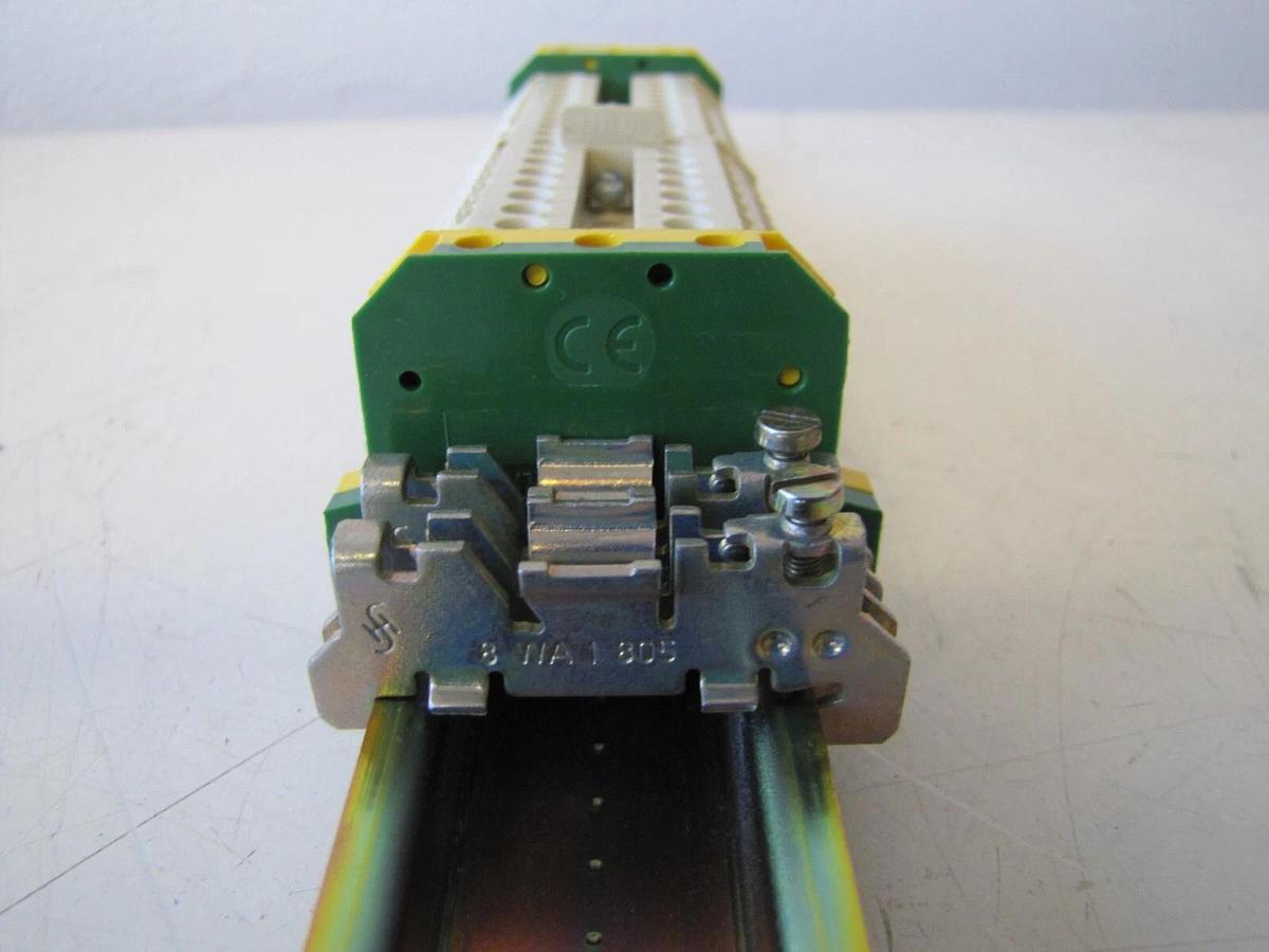 Used Siemens DIN Rail Terminal Strip Block with Ground and 18” Mounting Rail