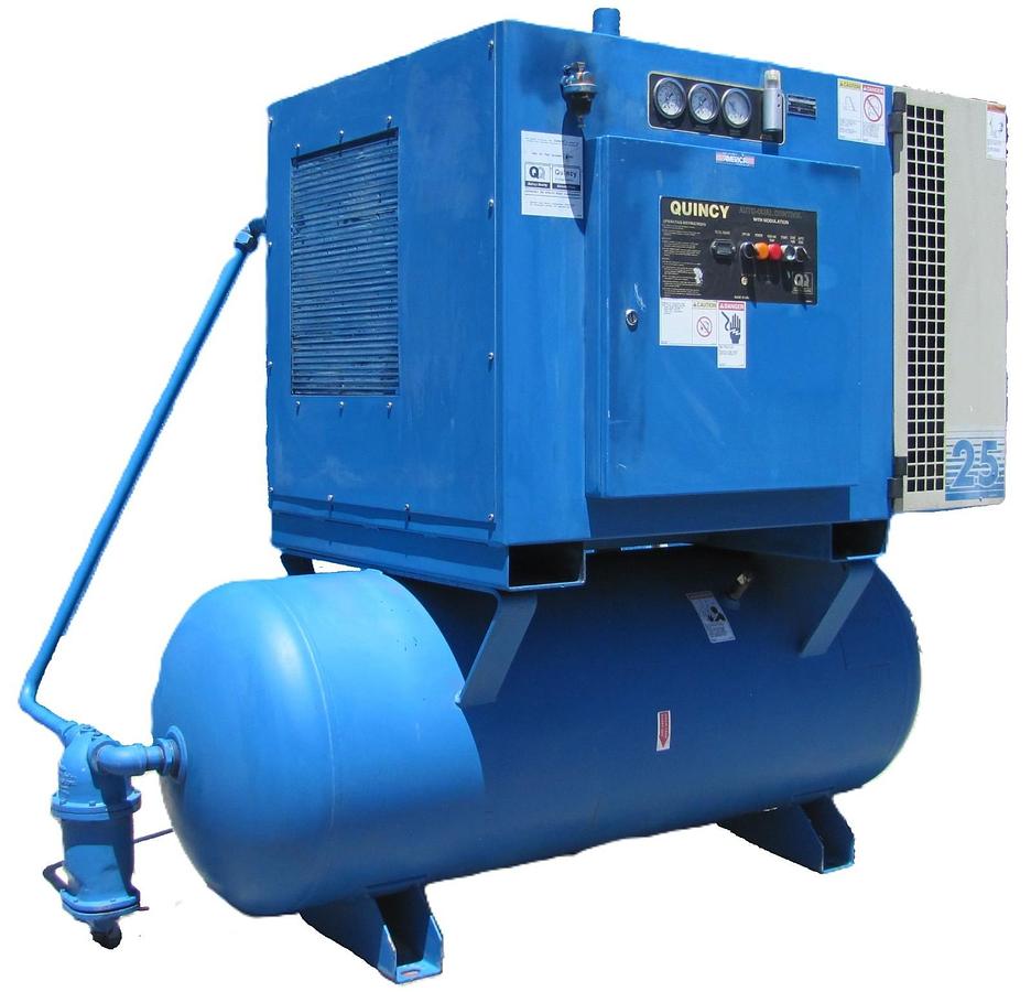 Used Quincy 25HP Rotary Screw Air Compressor 120 Gallon Tank 230V 3 Ph 39,462 Hours