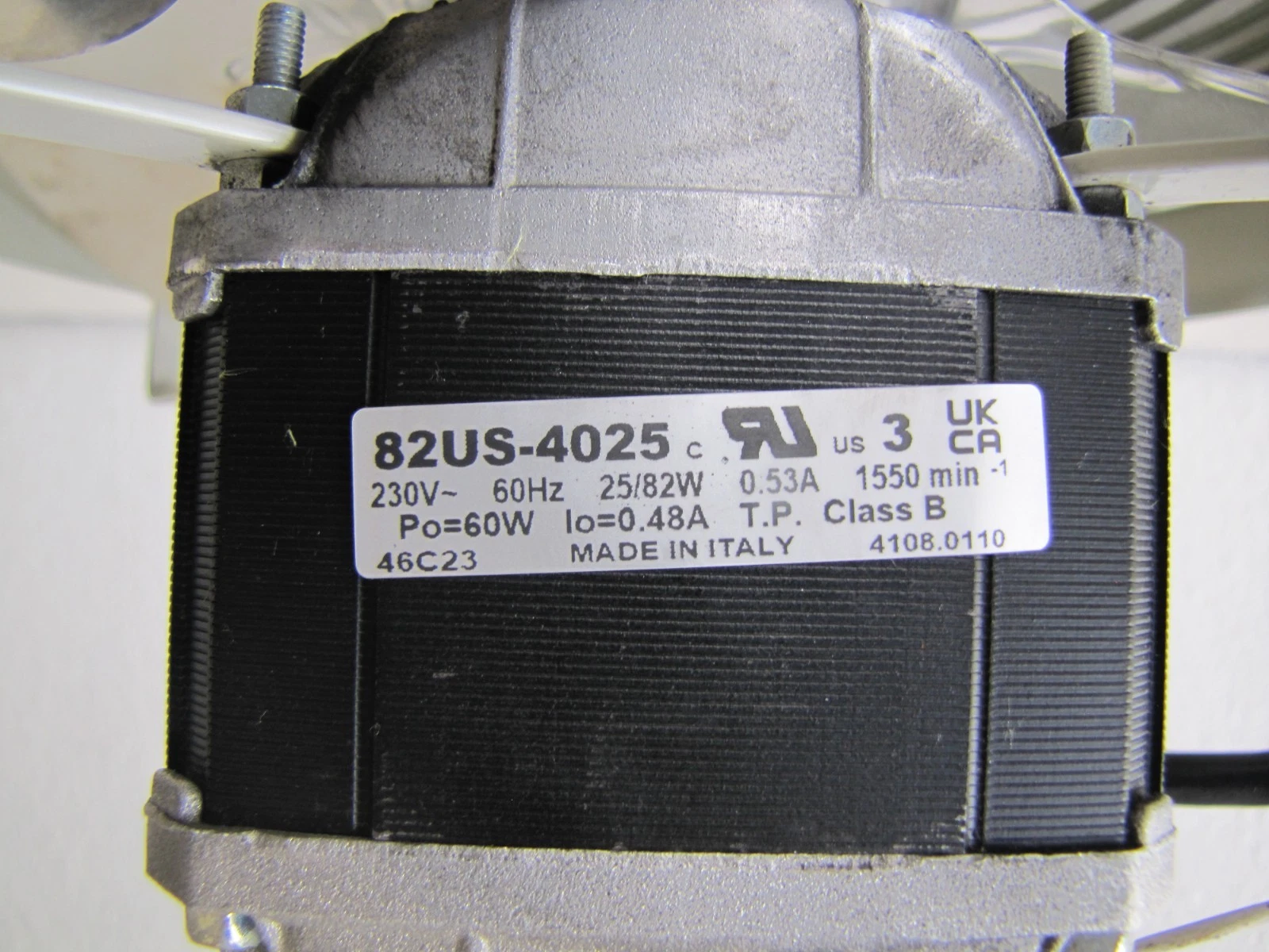 Used Atlas Copco EMI 12" Fan Motor 230V 1PH 25/82W 0.53A 1550 RPM 82US-4025 LZ15-10