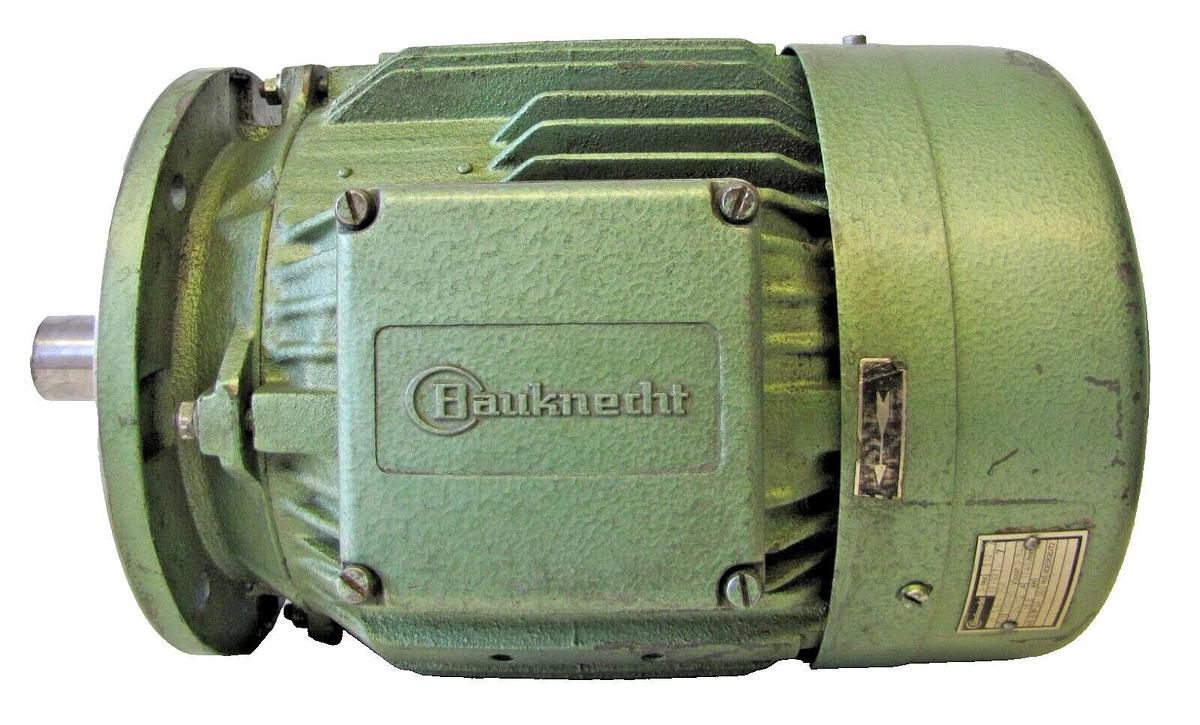 Used Bauknecht 6.6 kW Electric Motor 230/460V 3 Phase 1740 RPM 1-1/2" Shaft Dia.