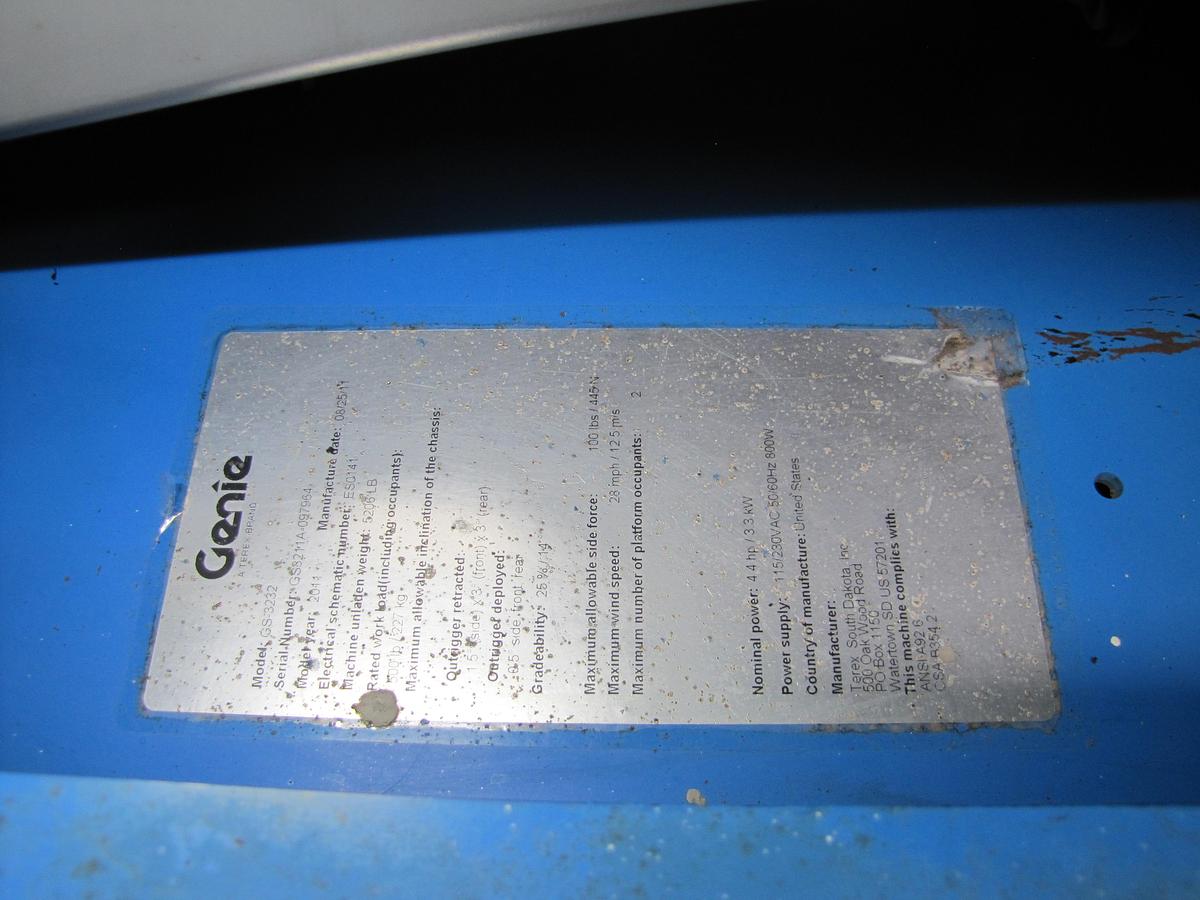 Used Genie GS-3232 Electric Aerial Scissor Lift Man Lift 500 lbs Cap 32' Height