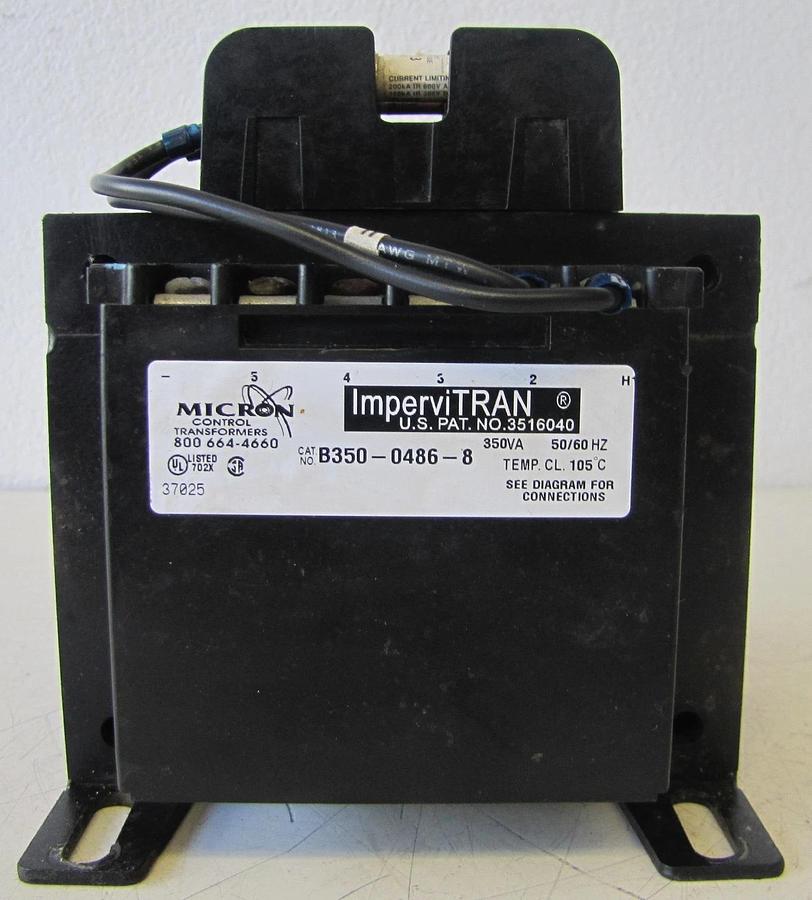 Used Micron Impervitran 350 VA Control Transformer 460/230V Primary 115V Secondary