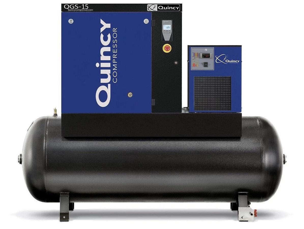 Used 2024 New Quincy QGS-15 Rotary Screw Air Compressor 15 HP w Dryer & 120 G Tank