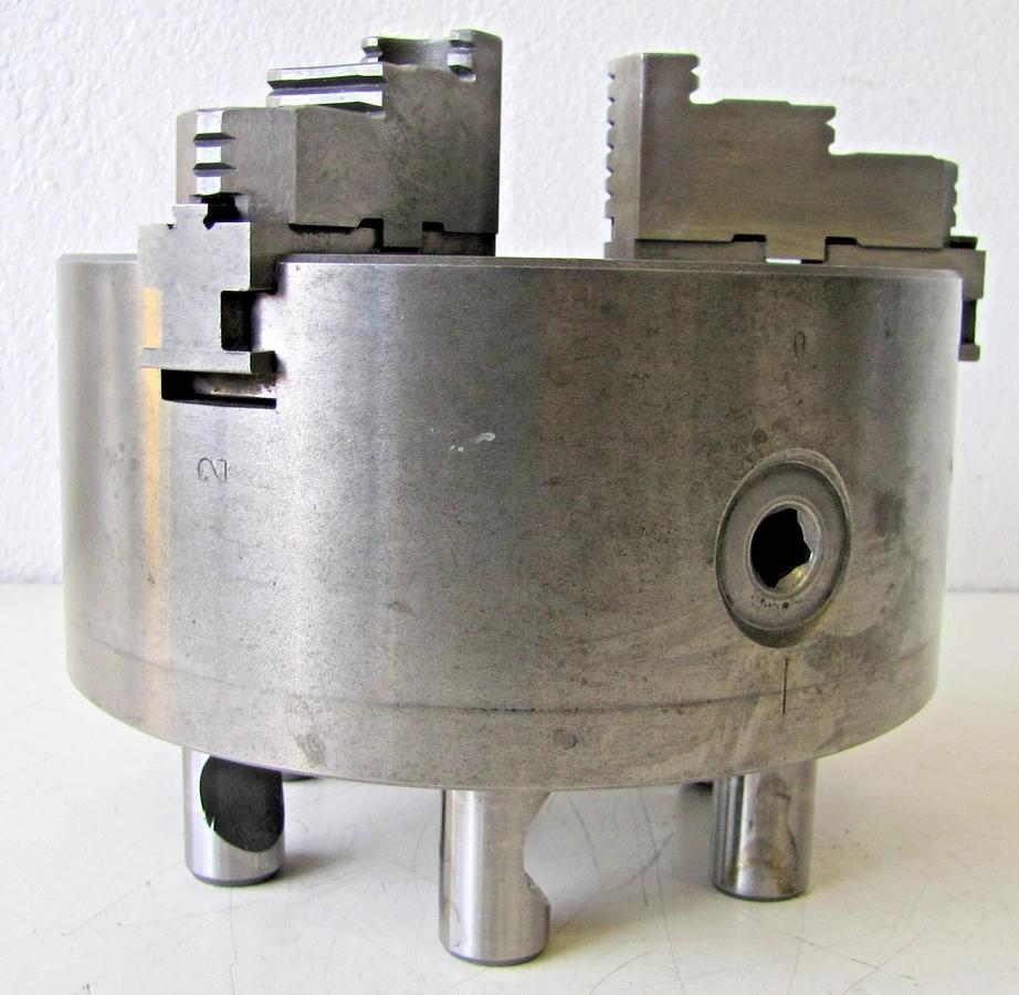 Used Bison Poland 8" 3-Jaw Self Centering Lathe Chuck 3245 Six Pin Rear Mount D1-6