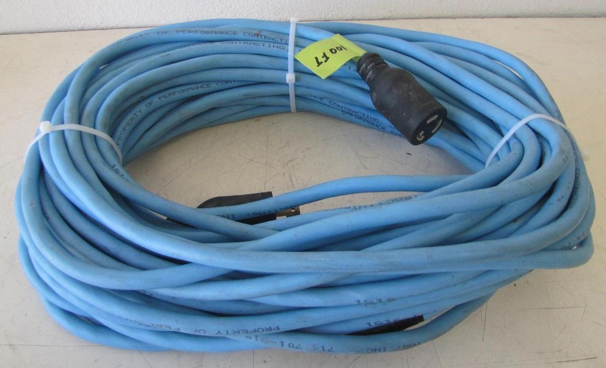 Used Lot of 5 100ft Twist Lock Power Cable Extension Cord for Spider Box Distribution
