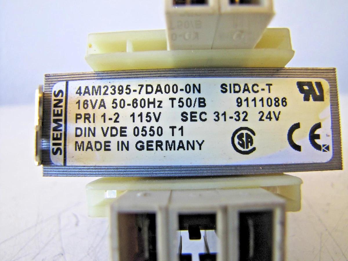 Used Siemens 16 VA Control Transformer 115V Input 24V Output 4AM2395-7DA00-0N Sidac-T