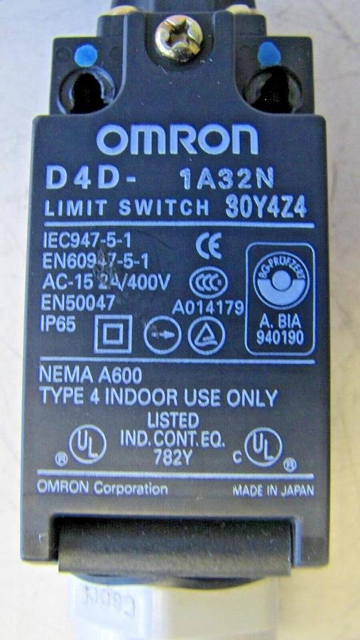 Used Omron D4D-1A32N Limit Switch NC DPST 400V Roller Plunger