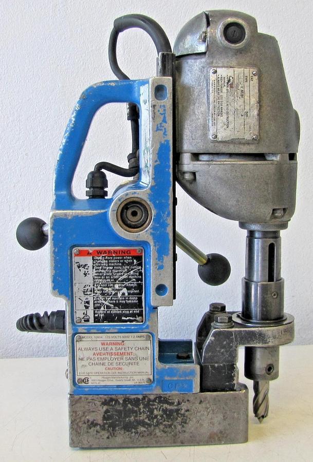 Used Hougen Rotabroach 10904 Mag Portable Magnetic Drill Press With Extra Bits 115V
