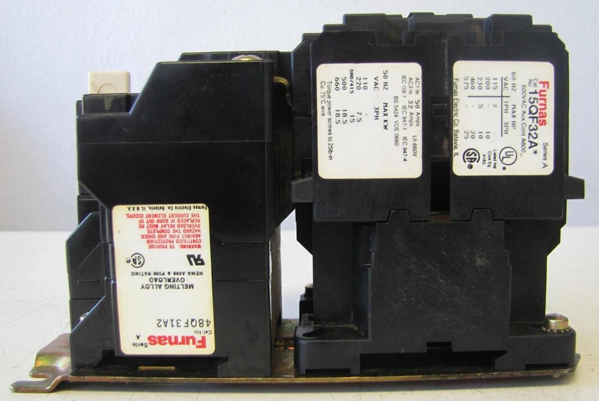 Used Furnas 32A 3 Phase 600V Motor Starter Contactor with Overload Relay & 460V Coil