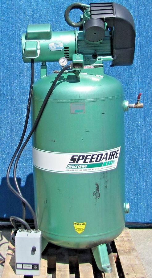 Used SpeedAire 5 HP Upright Piston Air Compressor with 80 Gallon Tank 220V 1 Phase