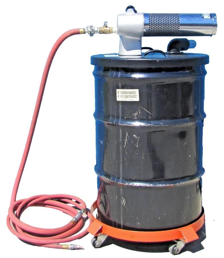 Used Guard Air Portable Air Powered Vacuum Cleaner 55 Gallon Drum w/ Air Hose