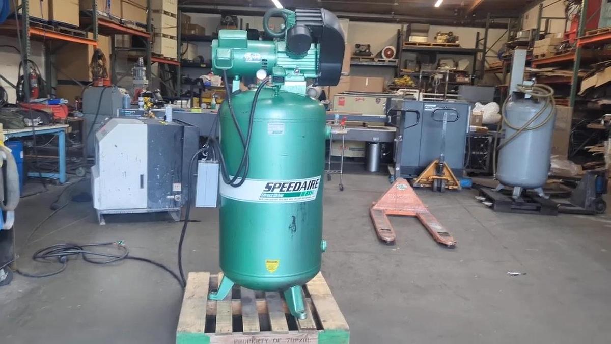 Used SpeedAire 5 HP Upright Piston Air Compressor with 80 Gallon Tank 220V 1 Phase
