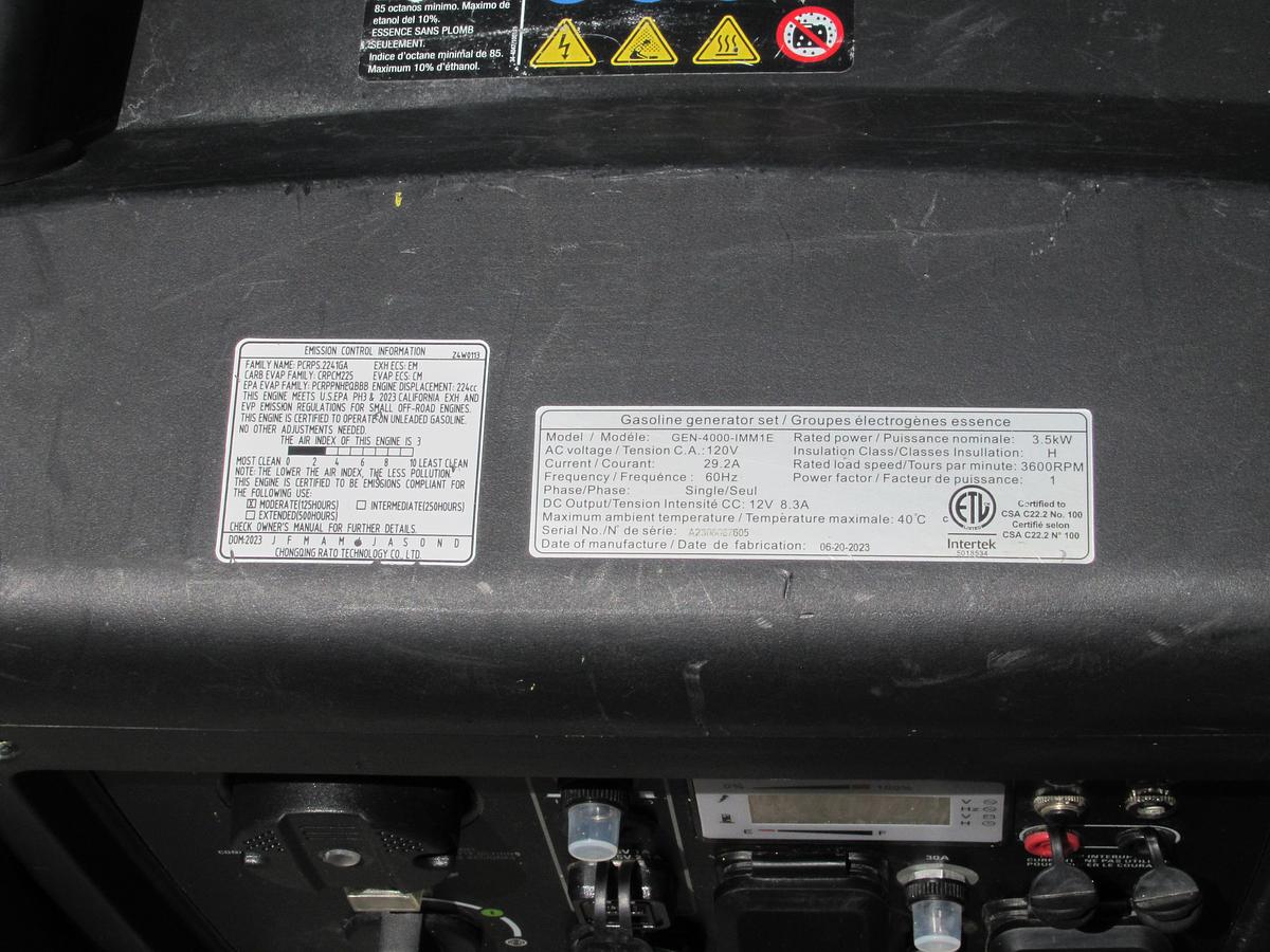 Used Mi-T-M 4000 Watt Gas Generator Inverter Technology 120 VAC & 12 VDC Output