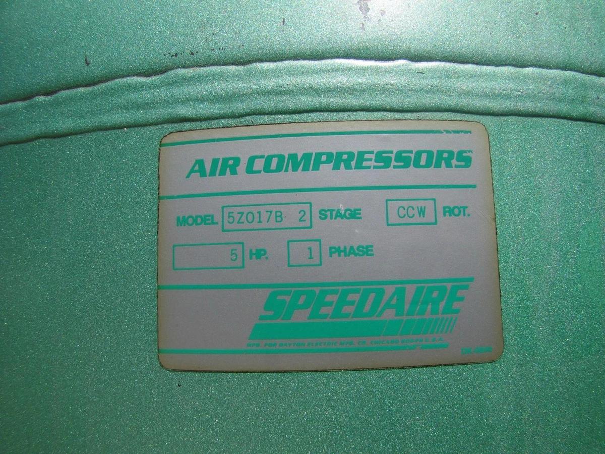Used SpeedAire 5 HP Upright Piston Air Compressor with 80 Gallon Tank 220V 1 Phase