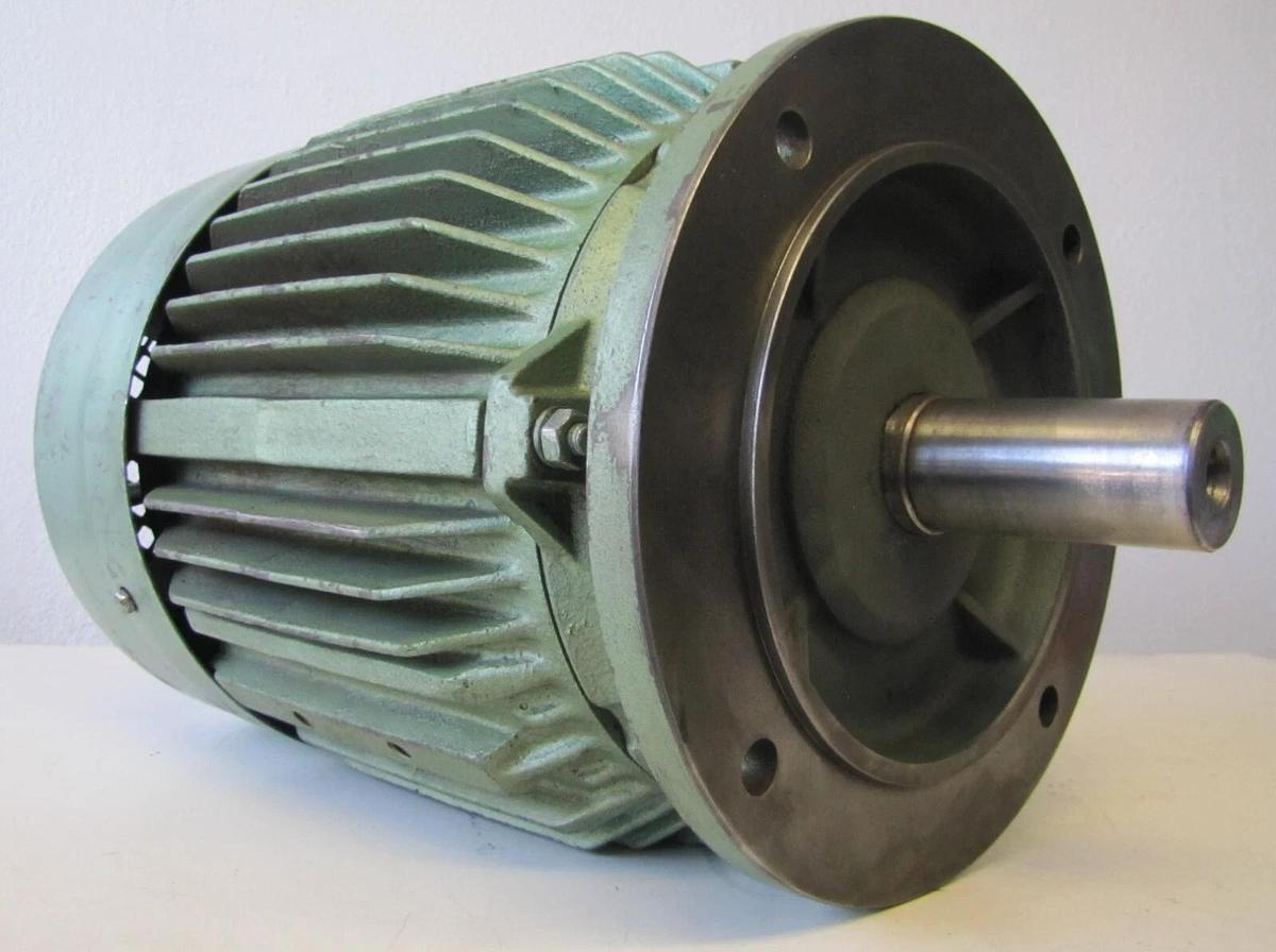 Used Bauknecht 6.6 kW Electric Motor 230/460V 3 Phase 1740 RPM 1-1/2" Shaft Dia.