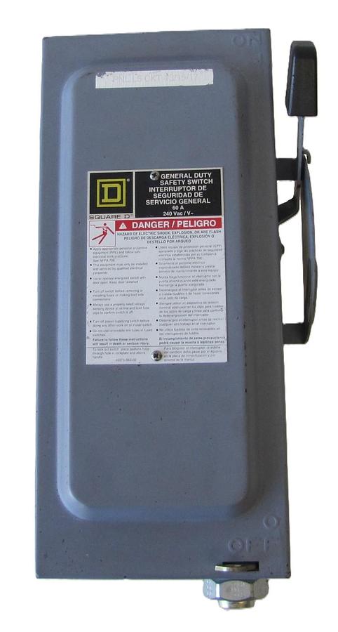 Used Square D D322N 60A 3 Pole Fusible Disconnect Safety Switch 240V 3 Phase