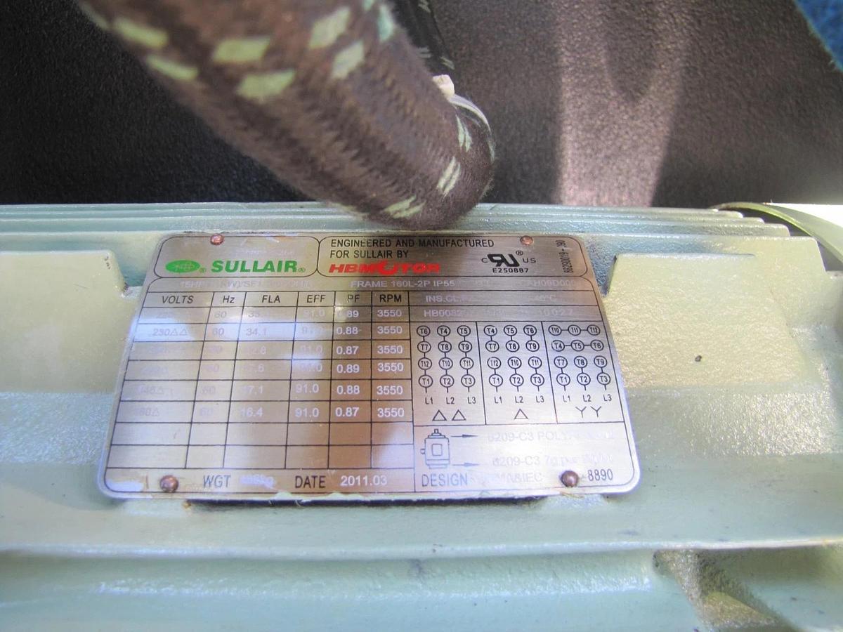 Used Sullair ShopTek ST1100 Rotary Screw 15 HP Air Compressor Only 18,213 Hours