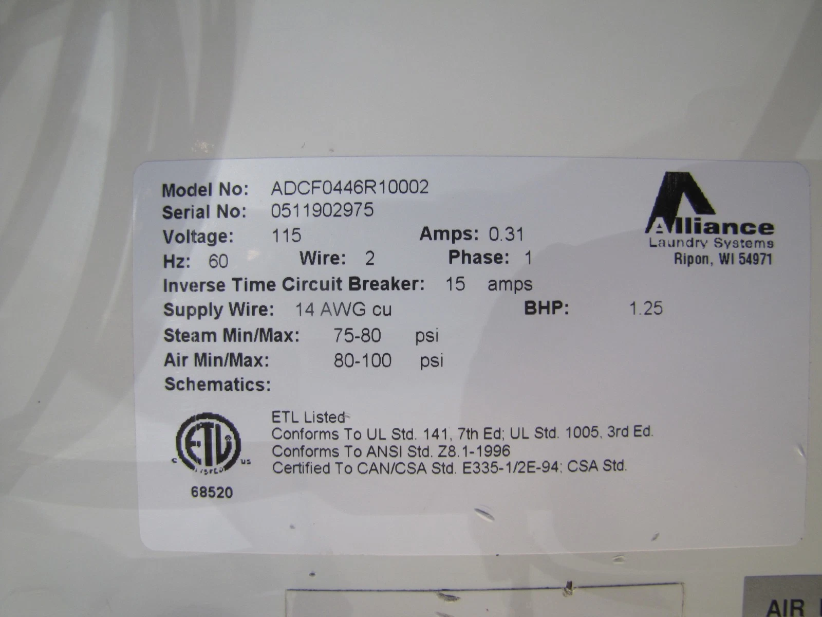 Used Ajax ADCF0446R10002 Dry Cleaning Utility Steam Press Legger Pants 115V w/ Iron