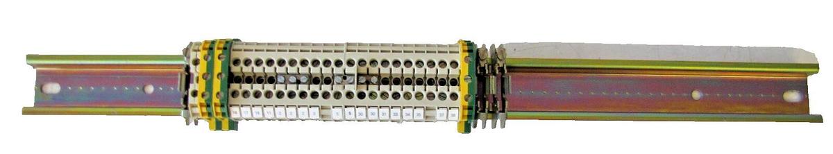 Used Siemens DIN Rail Terminal Strip Block with Ground and 18” Mounting Rail