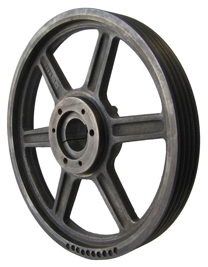 Used Four Groove 14" OD Pulley & 1-7/8" Keyed Bore Bushing 4-3V14 OSK