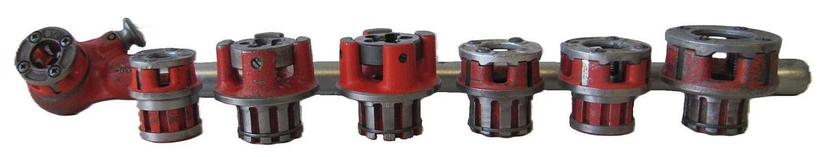 Used RIDGID 36345 00-R Exposed Ratchet Threader Set 1/4", 3/8", 1/2", 3/4", 1" Sizes