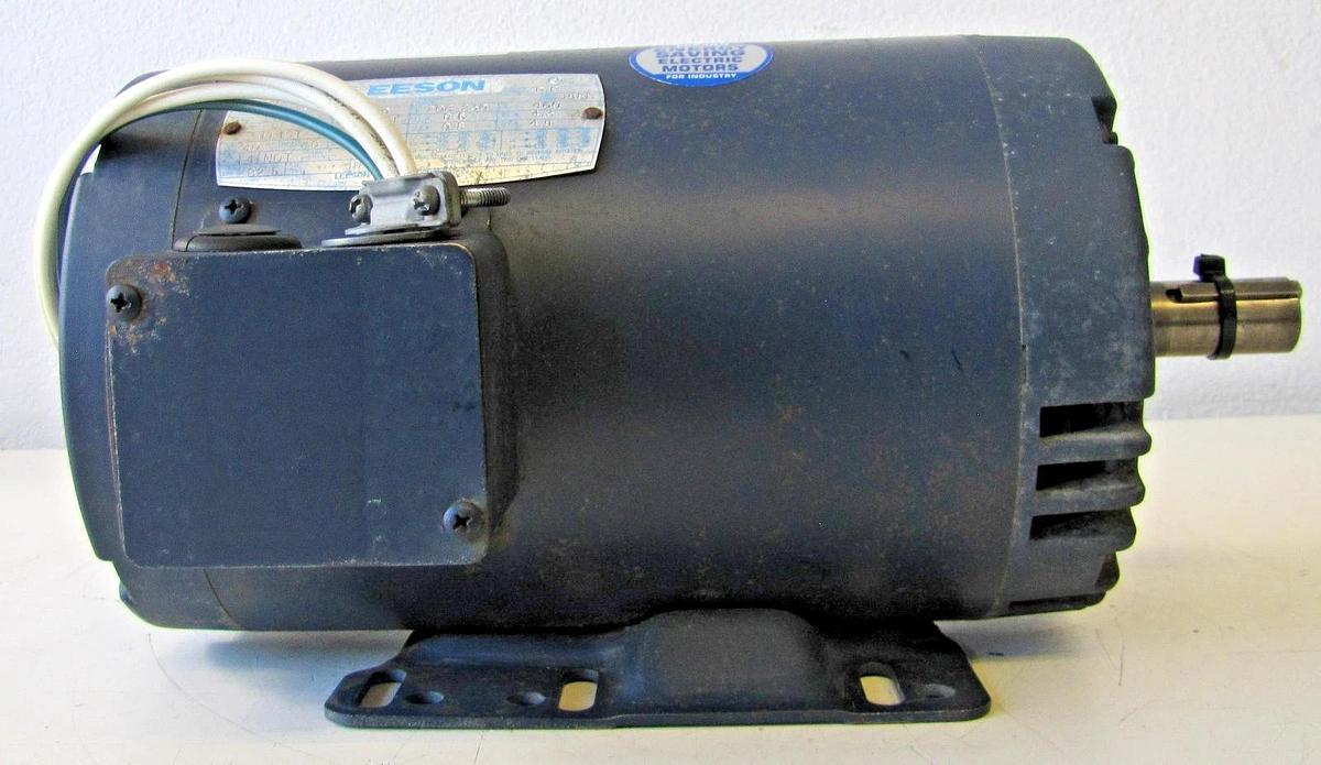 Used Leeson 3 HP Electric Motor 208-230/460V 3 Phase J145T 1740 RPM 1-1/8" Dia. Shaft